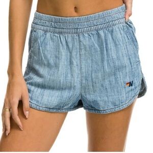 Aviator Nation 100% Organic Cotton Hi Rise Denim Jogger Jean Short Size M